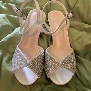 Sparkly White Silver Kitten High Heels